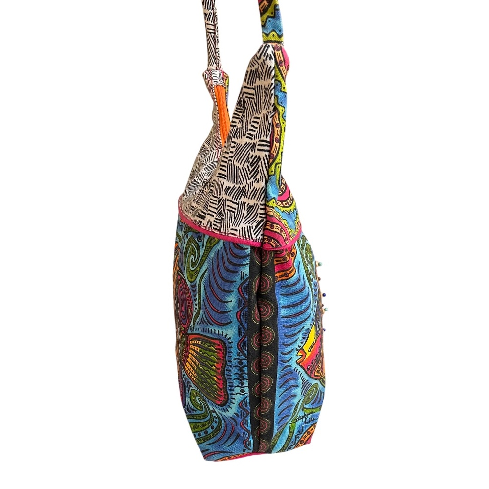 Stephanie Kiker Angel Fish Beaded Shoulder Tote Bag *LIKE NEW* - Picture 5 of 13